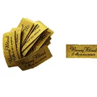 Индивидуальные этикетки для одежды с блестящим золотым логотипом, тканевые вышитые бирки, Пользовательские Швейные Тканые этикетки для одежды ручной работы, основная бирка