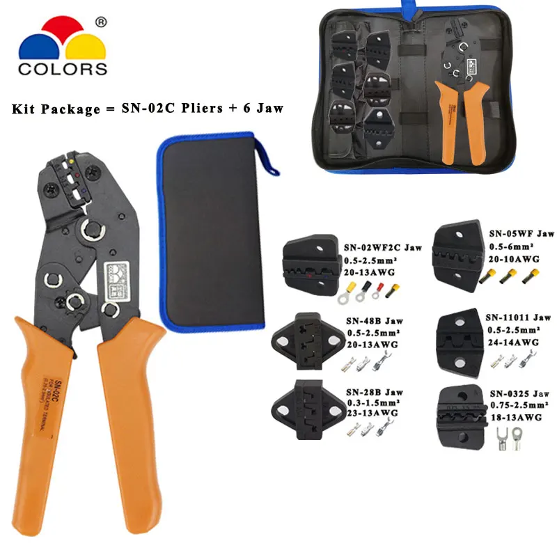 Crimping tools pliers SN-02C 5 jaw kit stripping wire cutters for plug/tube/insulation terminals clamp | Инструменты
