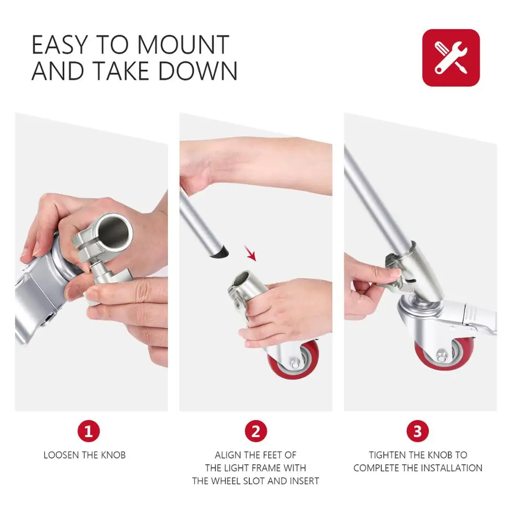 Neewer набор вращающихся колесиков с 3 упаковками металлическая конструкция