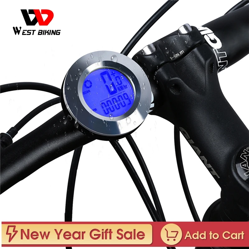 

WEST BIKING Bicycle Computer Wireless IP65 Waterproof Auto Awake Speedometer Backlight Odometer Cycling Stopwatch Bike Computer