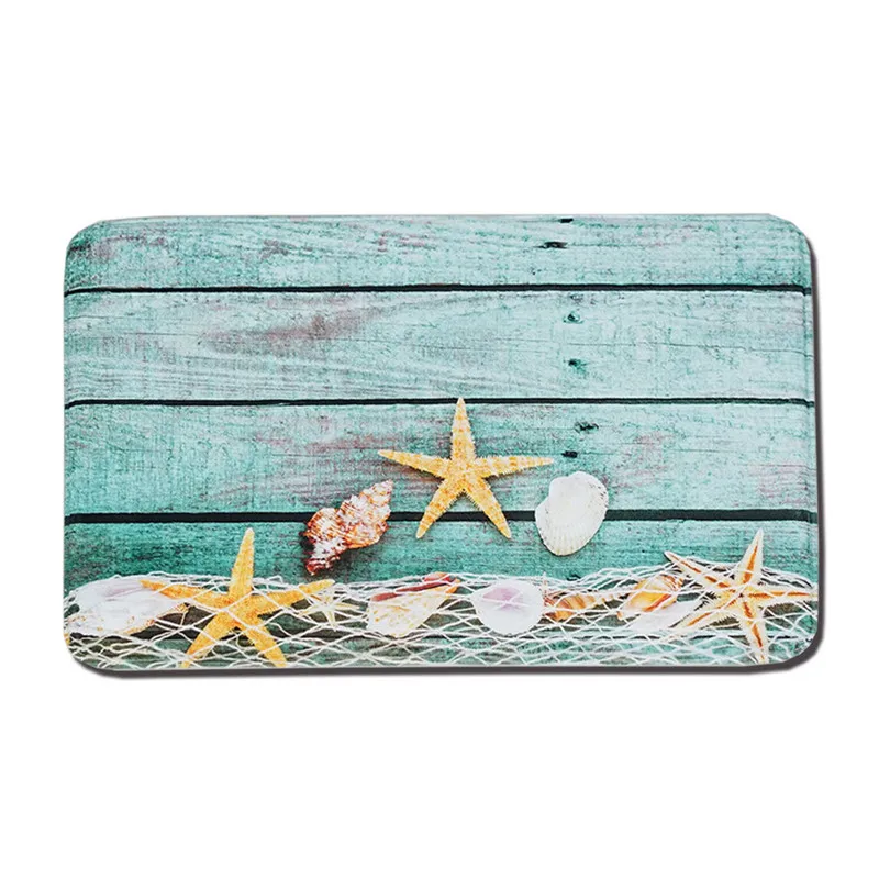 4pcs Seaside Bath Mat Set Beach Starfish Printed Shower Bathroom Carpet Home Decor Anti Slip Toilet Lid Cover Rug Floor Mats | Дом и сад