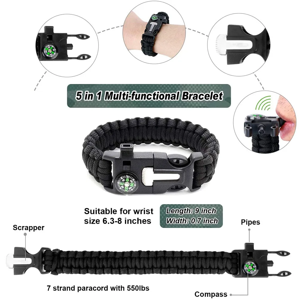 Jual Survival Kit 17 In 1 Peralatan Keselamatan Alat Darurat Dengan Pisau Senter Taktis Untuk Berkemah Hiking Petualangan Luar Ruangan
