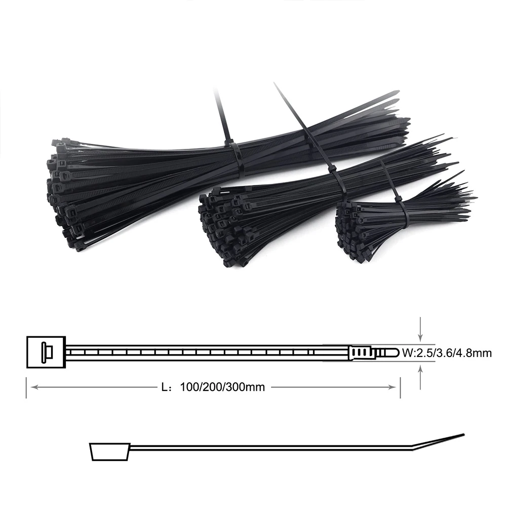 

100Pcs Plastic Rolled Belt Bundled Cable Ties Cable Self-locking Wire Zip Ties Set Industrial Supply Fasteners & Hardware Cable