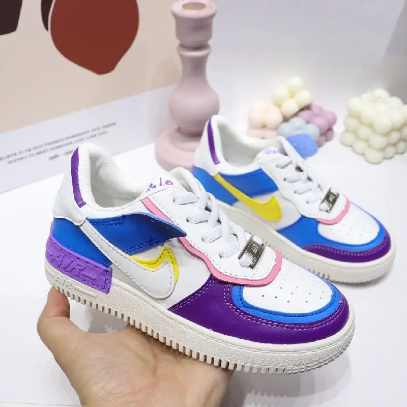 

NK- air Force react 1 Low Cut One 1 Kids Leather Skateboard Sneaker 1 Shadow Buffer Rubber Zoom Air Athletic Shoes