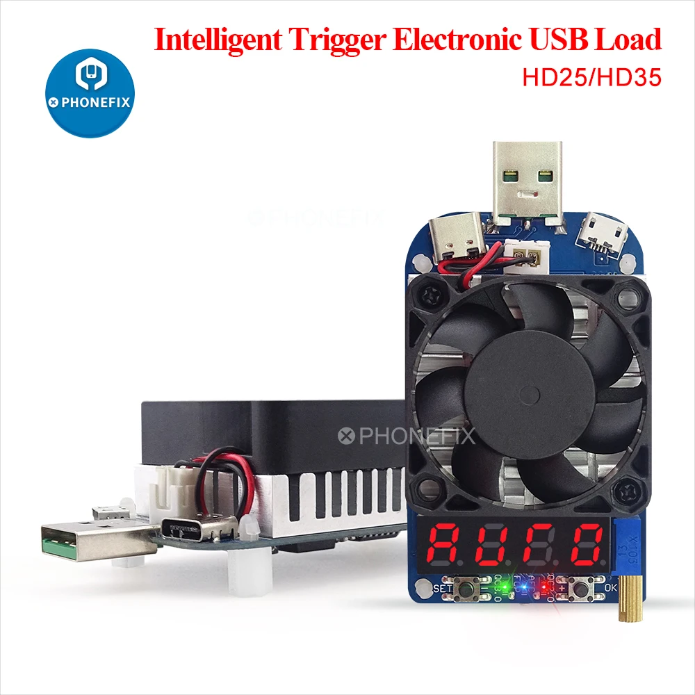 

35w RD HD35 Trigger QC2.0 QC3.0 Electronic USB Load Resistor Electronic Discharge Battery Test Adjustable Current Voltage