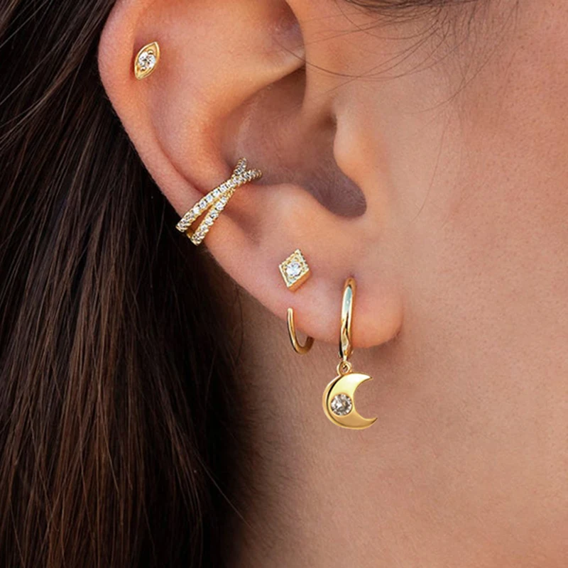 

women earrings Drop Earrings for Women Gold Heart Lock Dangle Earrings Copper CZ Charm Korean Earrings Fashion Jewelry 2020