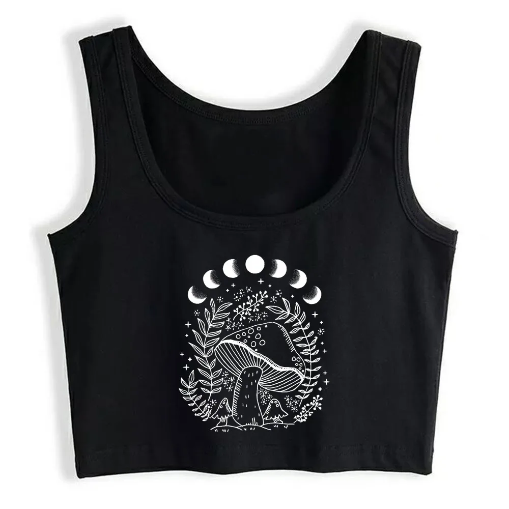 

Crop Top Women Cottagecore Dark Academia Aesthetic Mushroom Moon Harajuku Tank Top Women Sleeveless Women Clothes