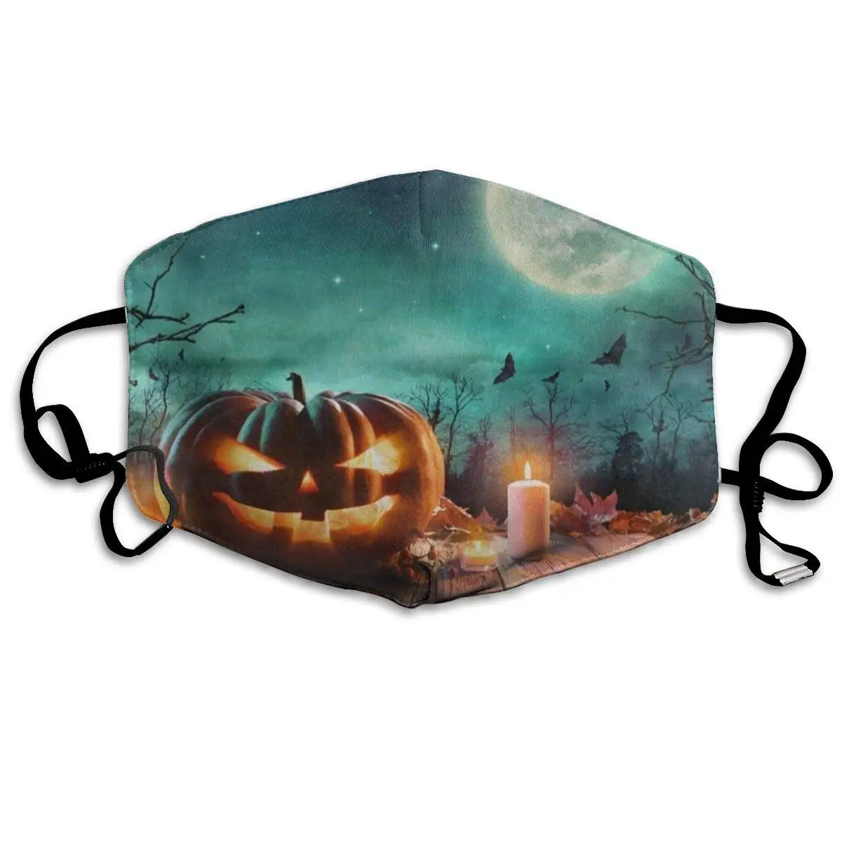 

Face Mask Halloween Pumpkin Wooden Full Moon Great Cycling Half Face Earloop Nose Mask For Boys