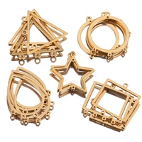 10pcs lot gold stainless steel geometry earrings making supplies bezel earring charms connectors for diy jewelry findings bulk
