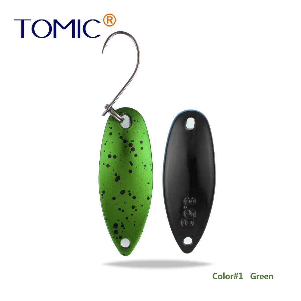 Green Tomic 2 г 3,5 г 5,5 г латунные рыболовные лезвия 1 шт. набор сверхлегкий УФ цвет металлическая приманка микро литье форель бас ложка - Цвет: Green