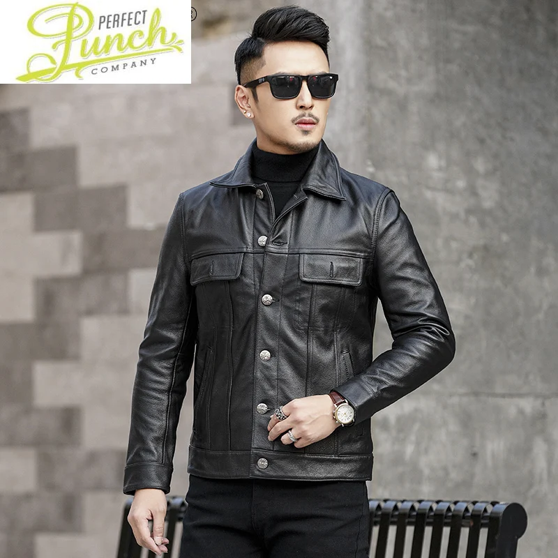 Куртка мужская из натуральной кожи мотоциклетная куртка воловьей верхняя одежда