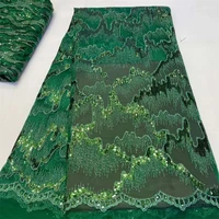 green sequined african french mesh tulle lace sequin fabric for india evening party dress fabric 2022 new nigeria sequins lace