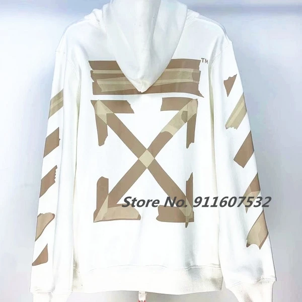 

Street OFF WHITE- Hooded Sweater OW Men and Women Couples Thin Loose Hoodie Sweater Jacket YROP