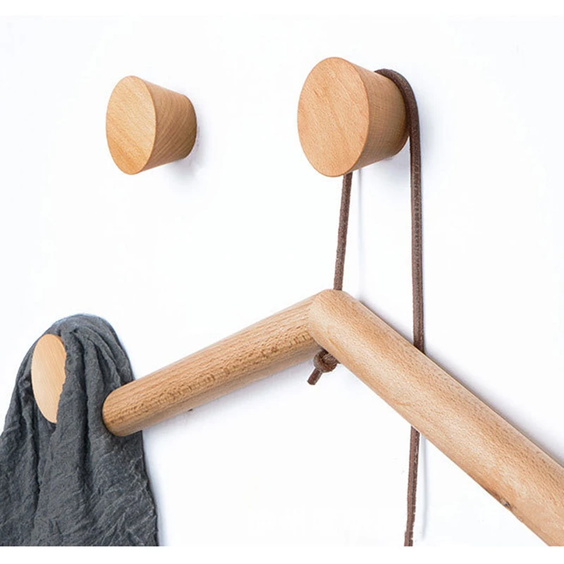 

1PC 60/50mm Round Wood Hooks Clothes Coat Hooks Beech Black Walnut Wood Hat Holder Wall Key Hanger Modern Home Decoration Rack
