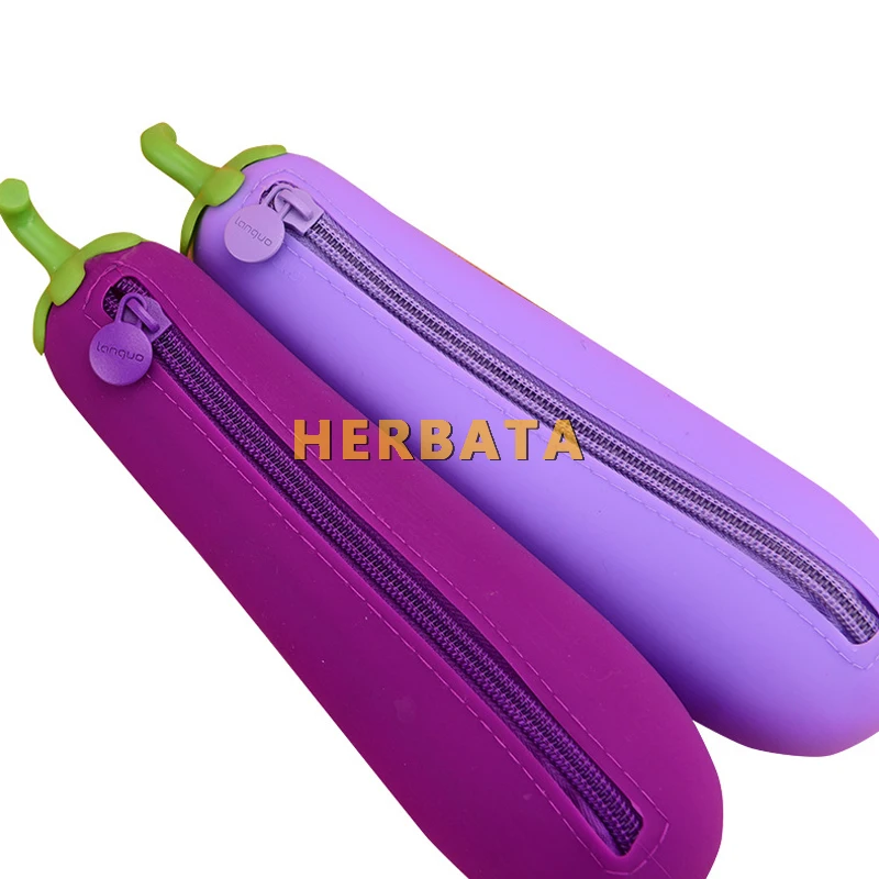 Баклажаны Карандаш Чехол с силиконовым браслетом канцелярские товары сумки