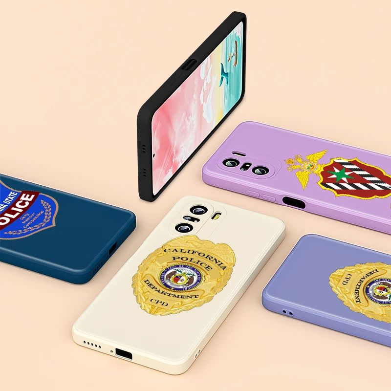 

Police Badge For Redmi K40 Gaming 8A Pro K30 K30S K30i 10X 9 9C 9A 9i 9T 8 7 Liquid Silicone Soft Cover Phone Case