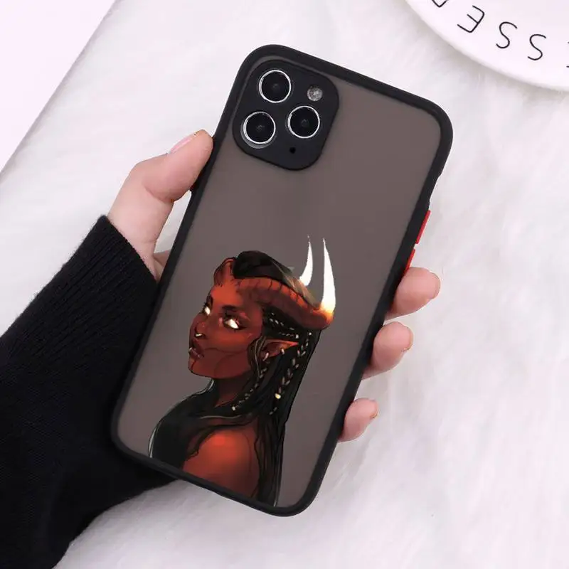 

Devil woman sexy girl anime Phone Case Matte Transparent for iPhone 7 8 11 12 s mini pro X XS XR MAX Plus cover funda