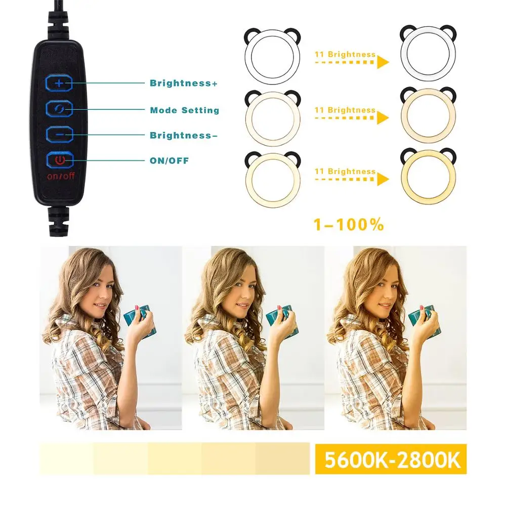 Кольцевой светильник для селфи с держателем сотового телефона и ленивым