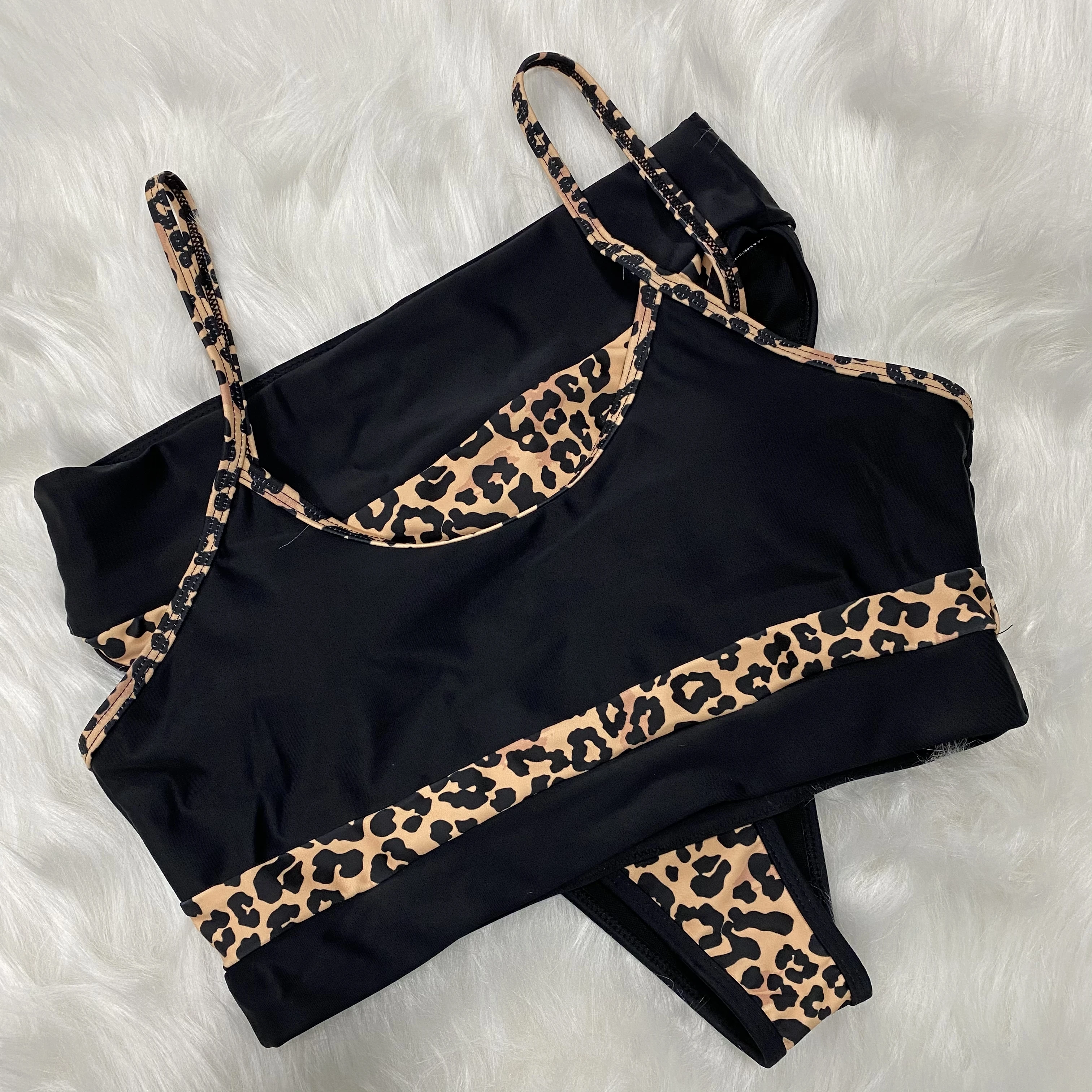 

2021 New Bikini Women Sexy High Waist Stitching Swimsuit Leopard Print Woman Cloth New Swimwear Beach Sports Micro Swimming Suit