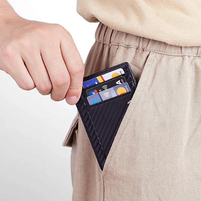Комбинированный бумажник из углеродного волокна с блокировкой RFID 2 окошком для