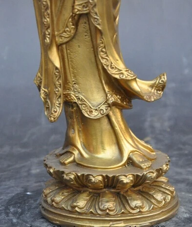 Бесплатная доставка 11 &quotКитайский буддийский латунная фигурка Ruyi Kwan-Yin GuanYin