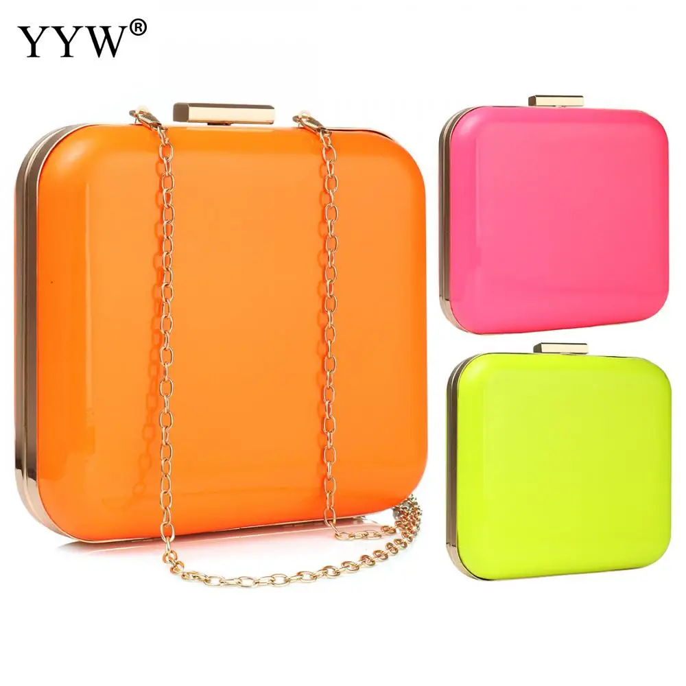 Яркие квадратные сумки клатчи с цепочкой через плечо женские металлической