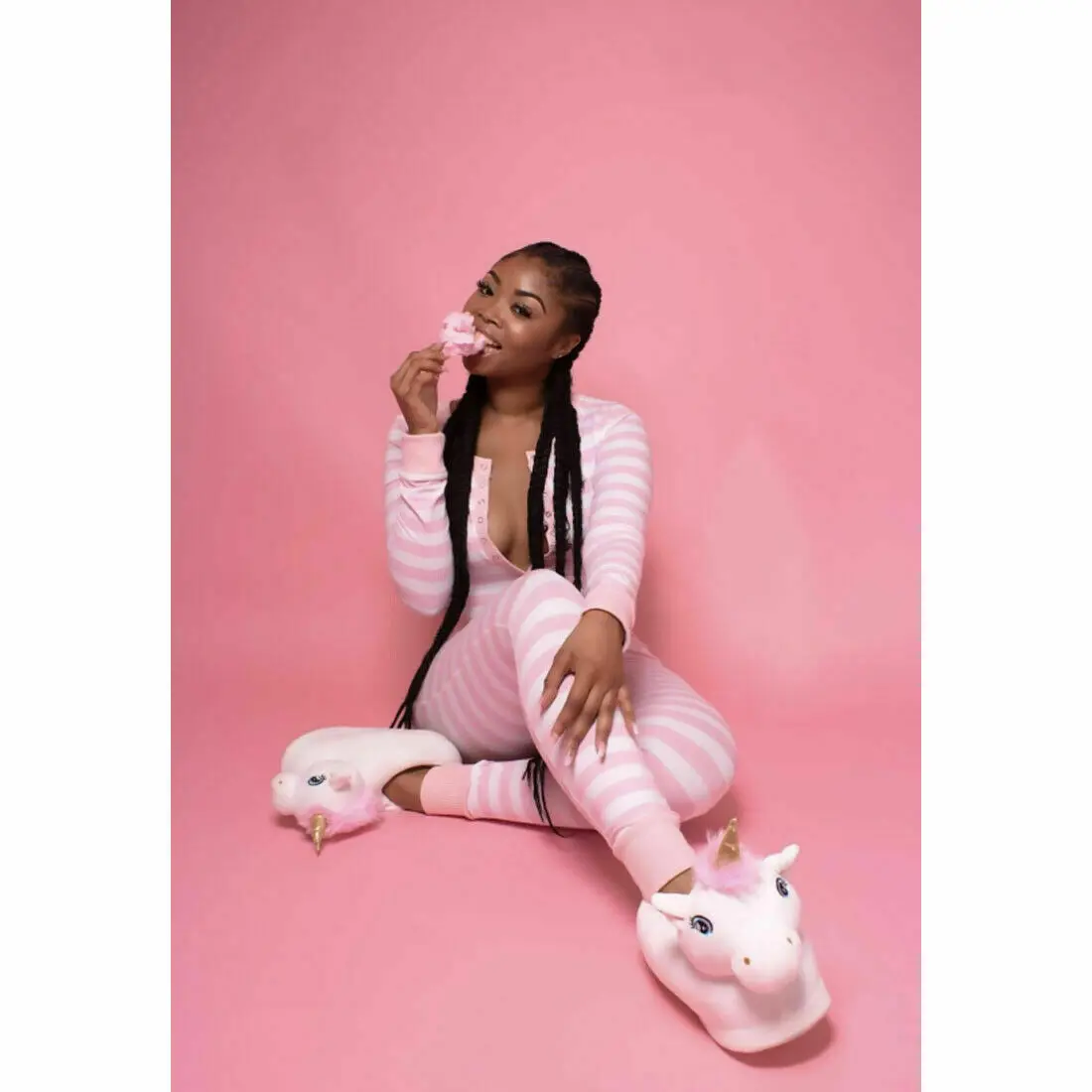 Пижама женская эластичная с длинным рукавом Облегающий комбинезон в полоску на