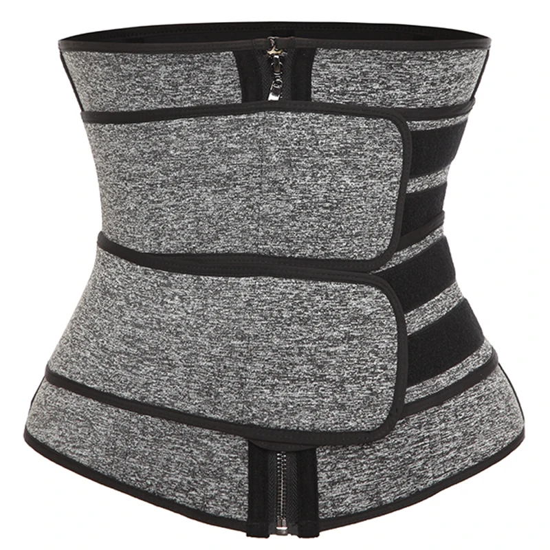 Double Velcro Gray VASLANDA корсет на косточках для тренировок, сауны, пота, спорта, пояса Cintas Modeladora, женский пояс для коррекции поясницы, тренировки, триммера - Цвет: Double Velcro Gray