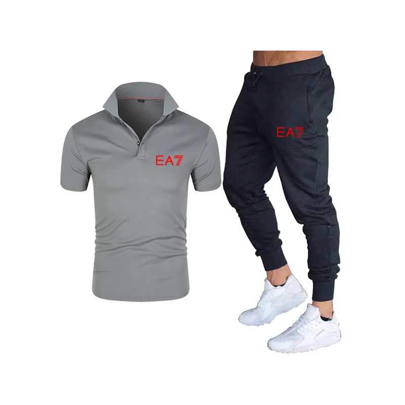 

2021 Hot Sale Summer Polo Shirt Men's Brand Shirt Men's Short Sleeve Summer Casual Pants + POLO Shirt 2-Piece Set