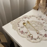 retro french lace table mat embroidered lace tablecloth garden european bedside table decorative rose meal mat