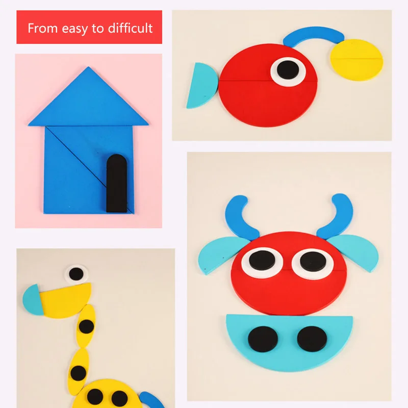 

IKAUOIE Kids Shape 3D Puzzle Board Children Wooden Toys Kids Cognitive Color Learning Toy Interactive Game Baby Educational Toys