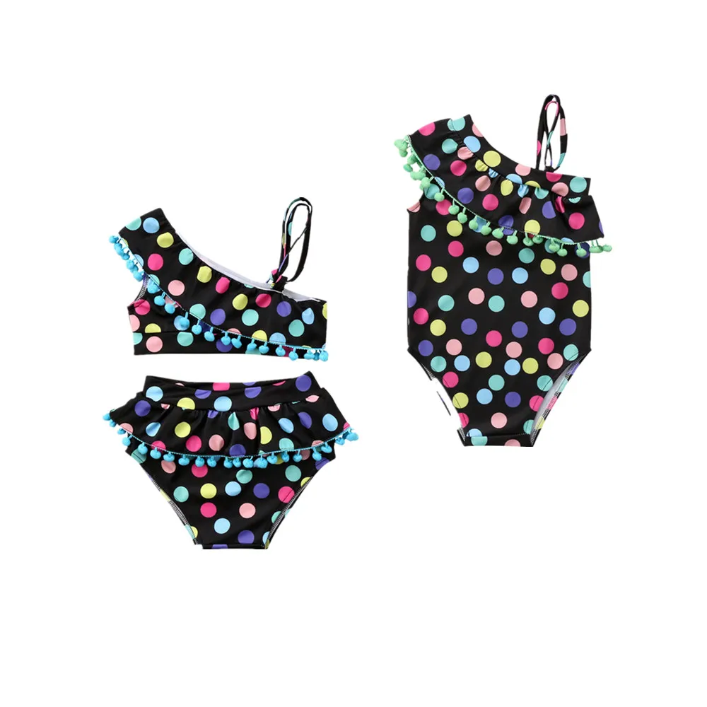 

NEW Cute Kids Baby Girls Polka Dot Sleeveless Bodysuit Swimsuit Swimwear Bathing Suit Tankini Bikini Cute Set