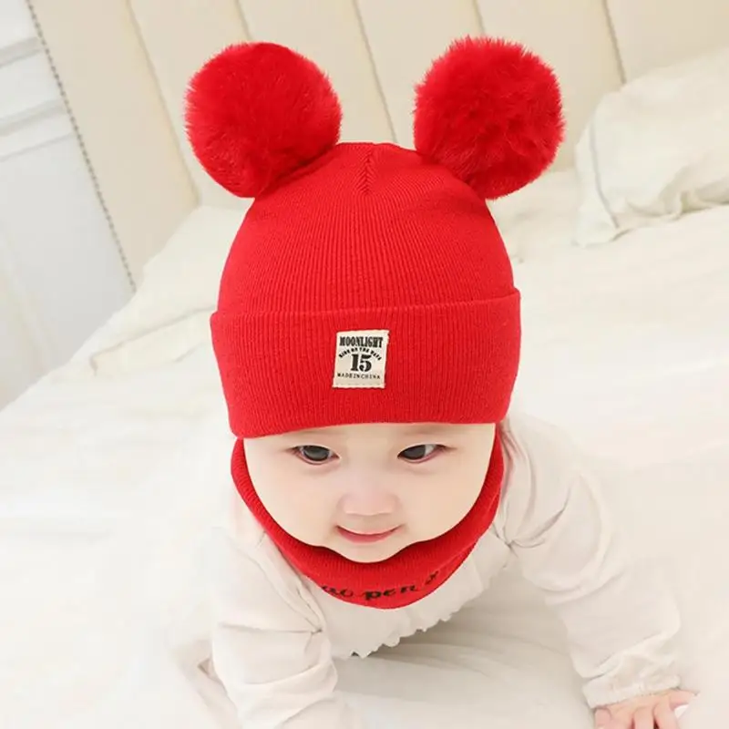 Fashion Beanies Baby Hat Pompon Winter Children Knitted Cute Cap For Girls Boys Casual Solid Color | Детская одежда и обувь