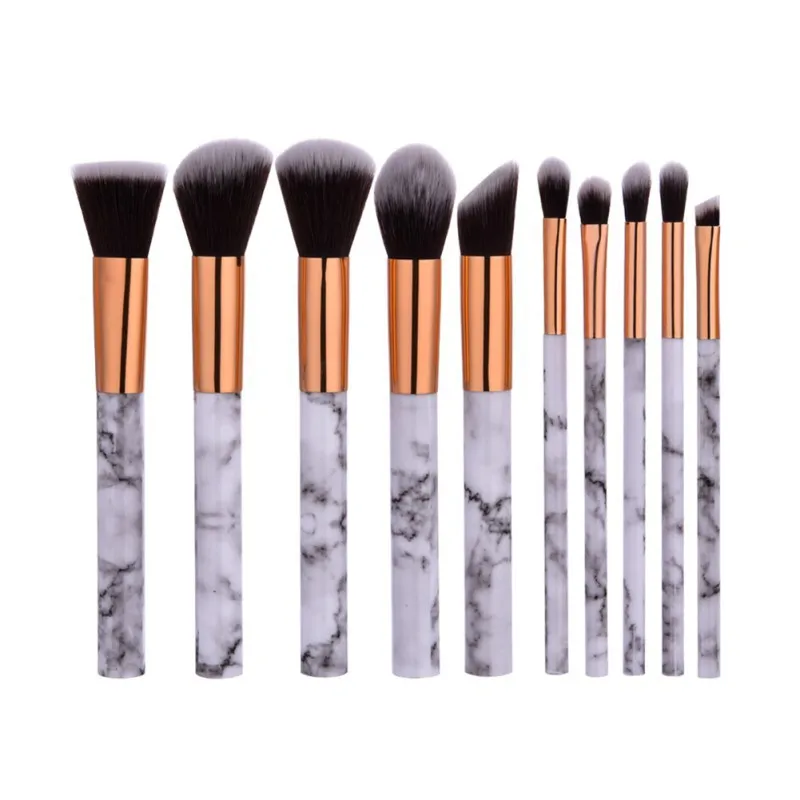 10pcs/Set Makeup Brushes Professional Marble Pattern Handle Portable Travel Eyeshadow Makeup Blush set
