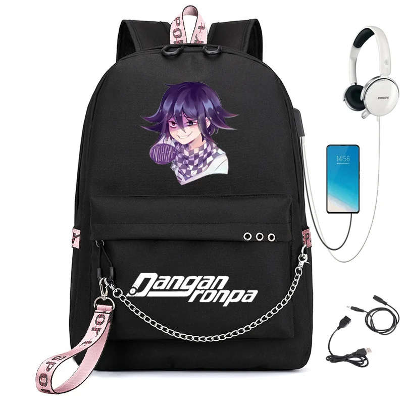 Забавный рюкзак Danganronpa Monokuma Mochilas с графическим принтом Kokichi Oma USB зарядка мужские