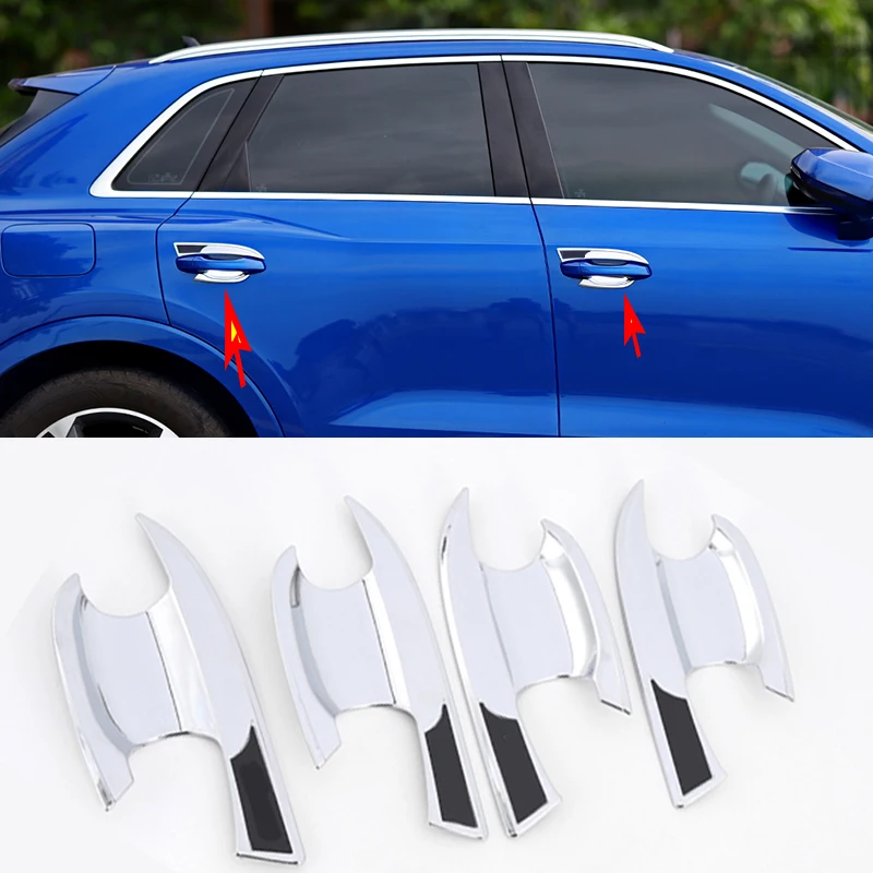 4 шт. для Audi Q3 (F3) 2019 2020 углеродное волокно ABS Хромированная дверная ручка Чаша