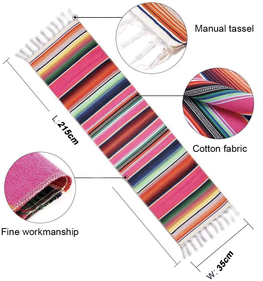 

Striped Table Runner Tablecloth Desk Mat Tassels Blanket Home Party Decor Wedding Decoration