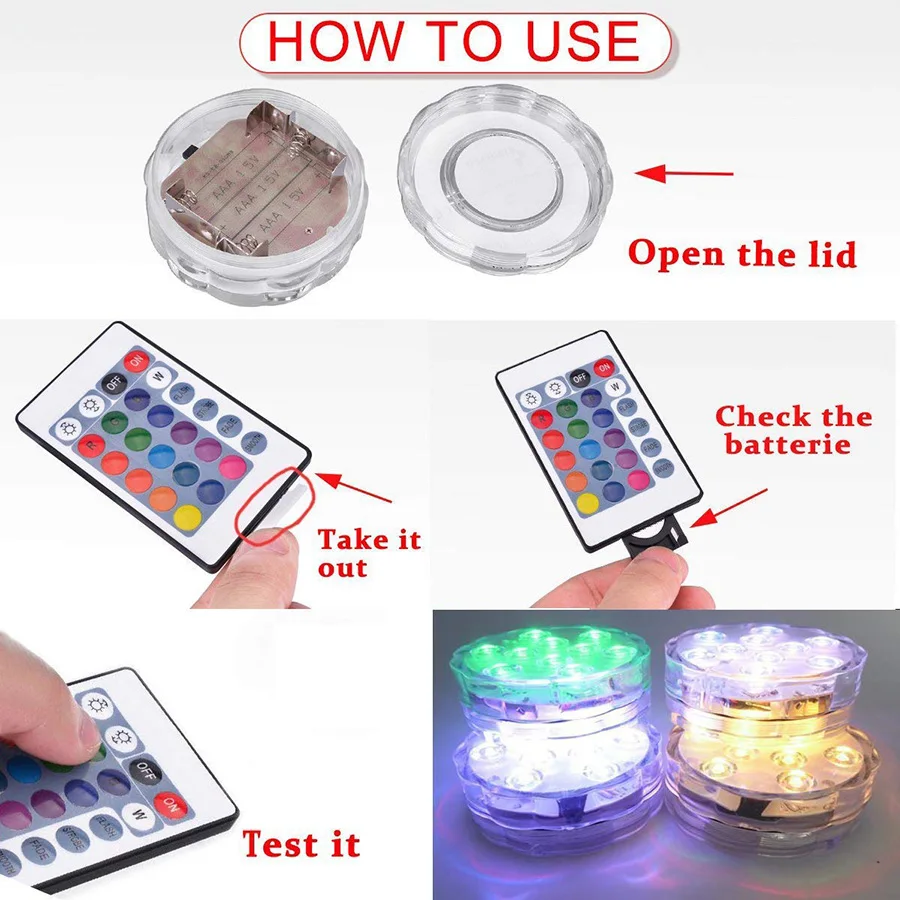 1 шт. 10 Led RGB светильник для бассейна с дистанционным управлением подводный Ночной