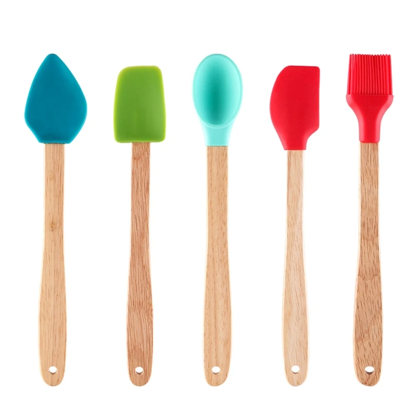 

Набор разноцветной кухонной мини-утвари 896A с деревянной ручкой для приготовления выпечки 5 шт. подарок для дома при высокой и низкой темпера...