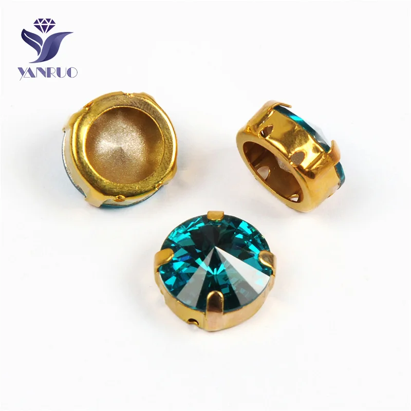 Blue Zircon Yanruo 1122 стакан Rivoli Strass хрустальные маскарадные камни металлическая установка DIY заостренный назад пришить стразы для поделок - Цвет: Blue Zircon