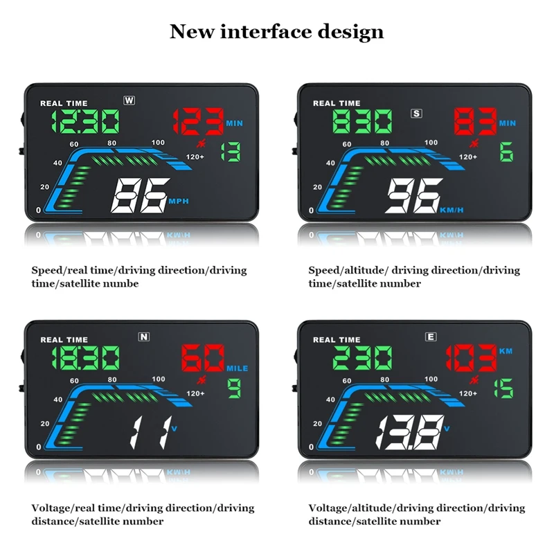 Universal Q7 5.5 inch LED Screen Head Up Display Driving Portable GPS Speedometer Dashboard Windshield Projector | Автомобили и