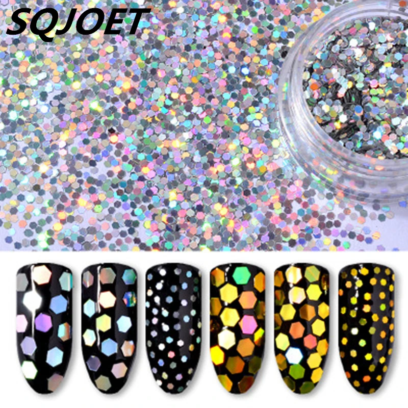 Шестигранная голографическая ультра тонкая блестящая декорация для ногтей