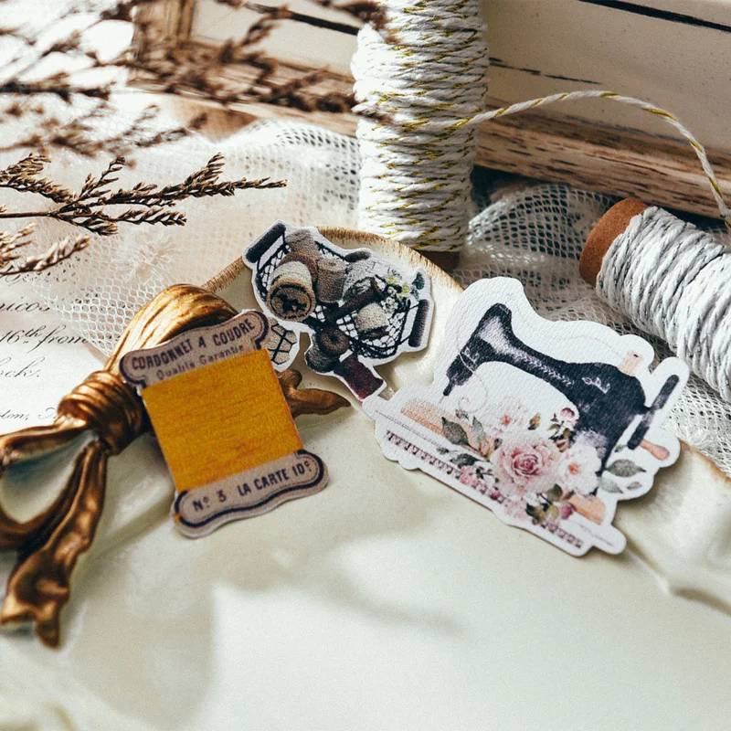 

32Pcs Pink Vintage Sewing Art Stickers Scrapbooking Decorative Journal Planner Sticker DIY Craft Photo Albums Card Make