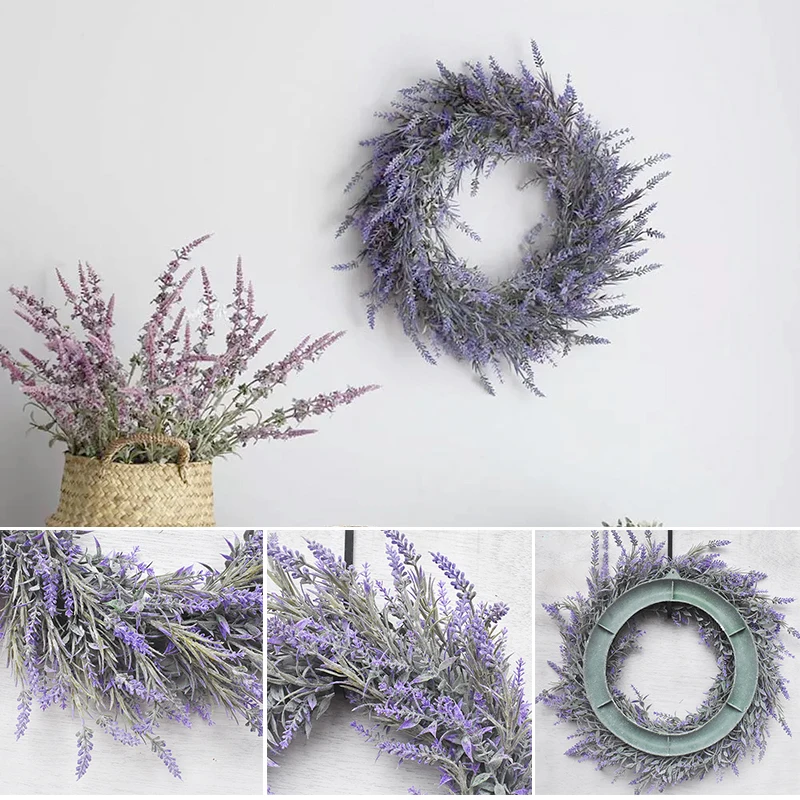 

Fake Lavender Hanging Wreath Garland for Front Door Window Bedroom Wall Party Wedding Decoration 45cm K9Store