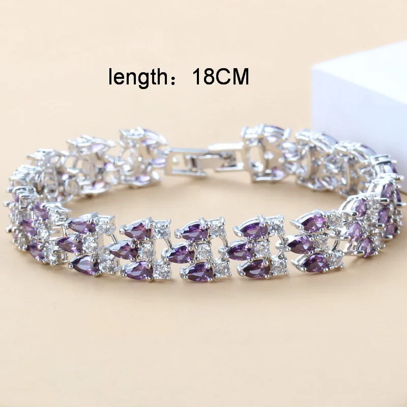 Женский романтичный браслет с фиолетовым цирконием ювелирное изделие