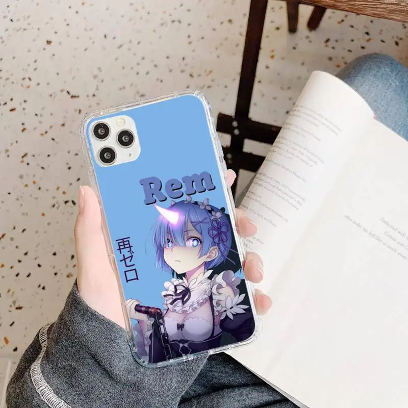 

Anime Re Zero Rem Phone Case Transparent for iPhone 11 12 mini pro XS MAX 8 7 6 6S Plus X 5S SE 2020 XR