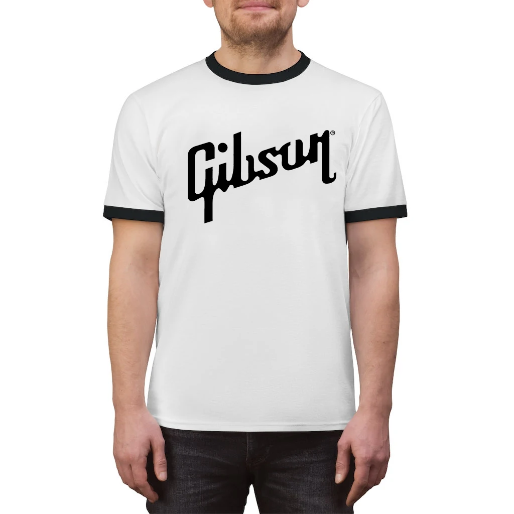 

Мужская брендовая футболка Gibson, Классическая рубашка с логотипом, классные футболки Gibson Lover Ringer, Забавные музыкальные футболки, уличная оде...