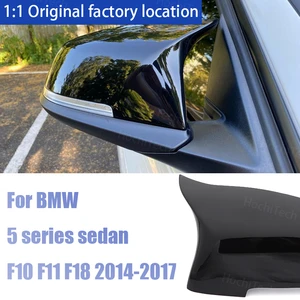 2pcs bright car glossy black replacement for bmw 5 series sedan f10 f11 f18 2014 2017 rearview mirror cover caps m style free global shipping
