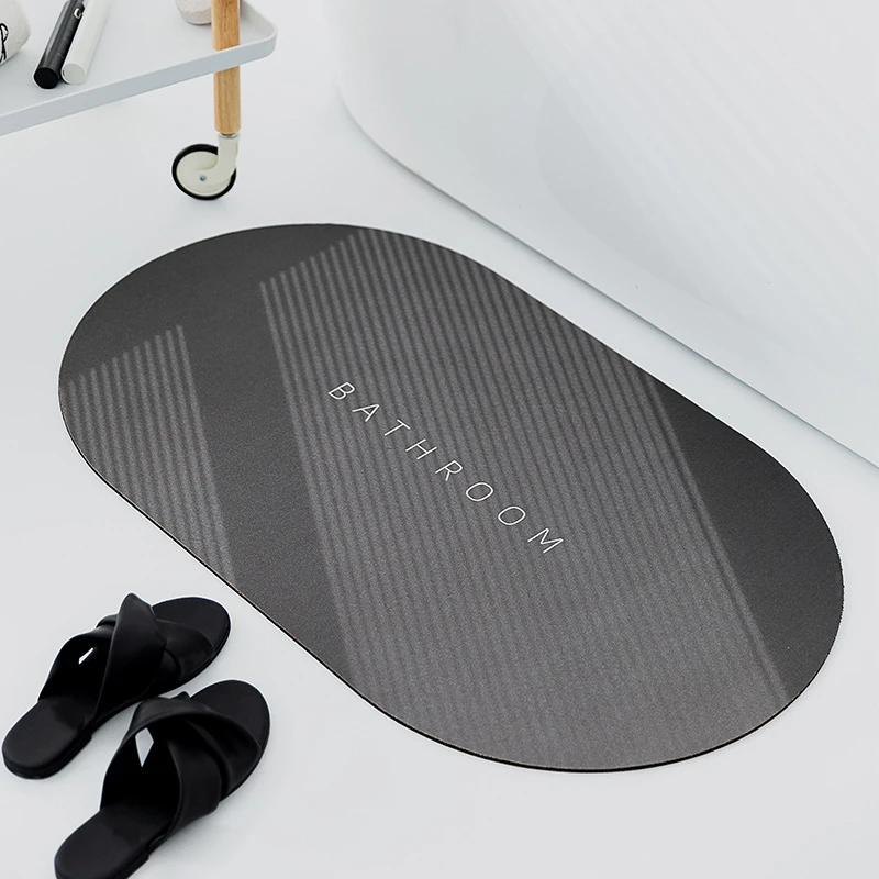 

Modern Bathroom Mat Bath Carpets Anti-slip Water Absorption Shower Room Bathtub Side Toilet Rugs Oval Shape Doormat For Bathing