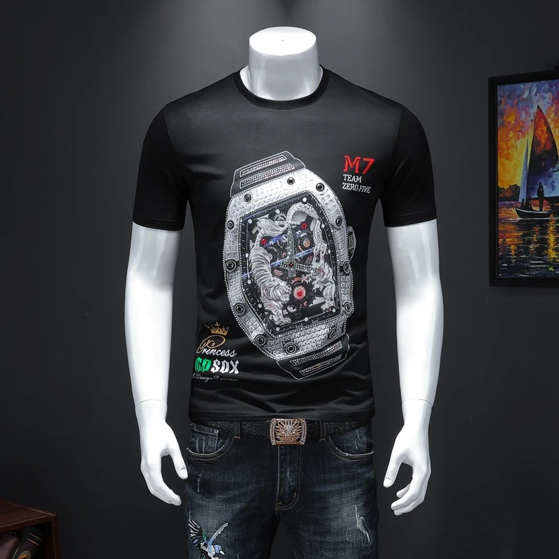 Модные мужские летние хлопковые футболки с круглым вырезом и коротким рукавом